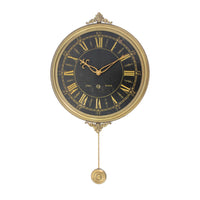 Classic Clock Wall Decor with Pendulum and Spade Needles, Yellow and Black - BM211064
