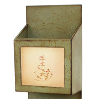 Rustic Wooden Wall Organizer with 3 Box Slots and Floral Pattern, Green - BM211065