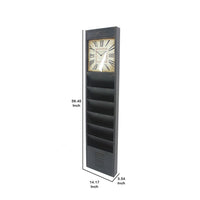 Antique Rustic Style Clock Design Wall Organizer with 6 Slots, Black - BM211067