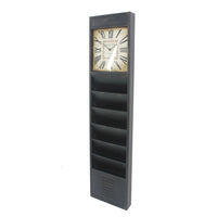 Antique Rustic Style Clock Design Wall Organizer with 6 Slots, Black - BM211067