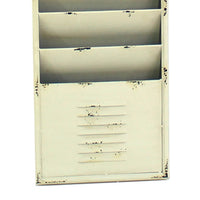 Antique Rustic Style Clock Design Wall Organizer with 6 Slots, White - BM211068