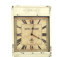 Antique Rustic Style Clock Design Wall Organizer with 6 Slots, White - BM211068