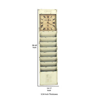 Antique Rustic Style Clock Design Wall Organizer with 6 Slots, White - BM211068