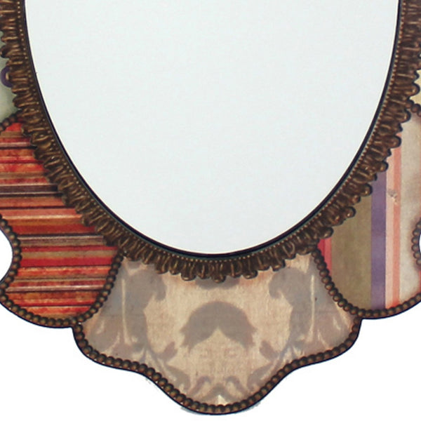 Floral Design Frame Mirror Wall Decor with Handcrafted Pattern, Multicolor - BM211069