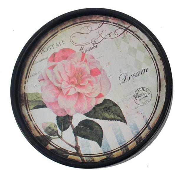 Plate Design Round Wall Decor with Floral and Scripted Pattern, Multicolor - BM211070