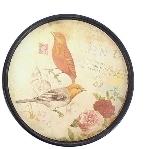 Plate Design Round Wall Decor with Floral and Scripted Pattern, Multicolor - BM211071