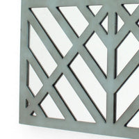 Contemporary Mirrored Wall Decor with Geometric Overlay on Top, Blue and Silver - BM211072