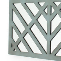 Contemporary Mirrored Wall Decor with Geometric Overlay on Top, Blue and Silver - BM211072