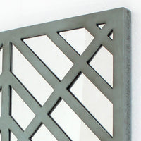 Contemporary Mirrored Wall Decor with Geometric Overlay on Top, Blue and Silver - BM211072