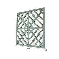 Contemporary Mirrored Wall Decor with Geometric Overlay on Top, Blue and Silver - BM211072