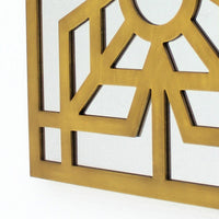 Mirrored Wall Decor with Wooden Floral Overlay on Top, Gold and Silver - BM211073