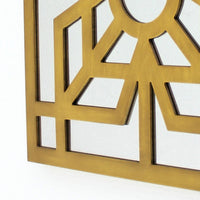 Mirrored Wall Decor with Wooden Floral Overlay on Top, Gold and Silver - BM211073