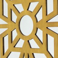 Mirrored Wall Decor with Wooden Floral Overlay on Top, Gold and Silver - BM211073