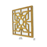 Mirrored Wall Decor with Wooden Floral Overlay on Top, Gold and Silver - BM211073