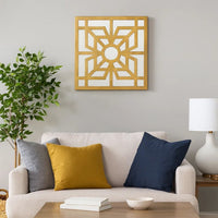 Mirrored Wall Decor with Wooden Floral Overlay on Top, Gold and Silver - BM211073