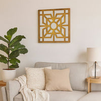 Mirrored Wall Decor with Wooden Floral Overlay on Top, Gold and Silver - BM211073