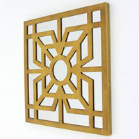 Mirrored Wall Decor with Wooden Floral Overlay on Top, Gold and Silver - BM211073