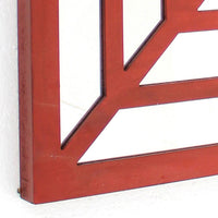 Wooden Wall Decor with Concentric Square Design on Top, Red and Silver - BM211074