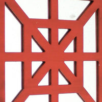 Wooden Wall Decor with Concentric Square Design on Top, Red and Silver - BM211074