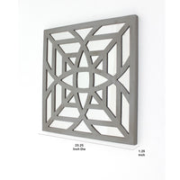 23 x 23 Mirrored Wall Decor with Geometric Wood Cut Out, Gray - BM211075