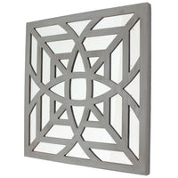 23 x 23 Mirrored Wall Decor with Geometric Wood Cut Out, Gray - BM211075