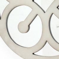 Wooden Round Shape Wall Decor Geometric Overlay on Top, White and Silver - BM211076