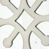 Wooden Round Shape Wall Decor Geometric Overlay on Top, White and Silver - BM211076