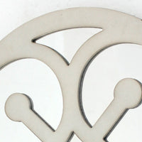 Wooden Round Shape Wall Decor Geometric Overlay on Top, White and Silver - BM211076