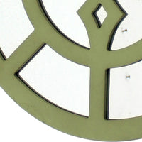 Round Wooden Wall Decor with Minimalist Pattern On Top, Green and Silver - BM211078