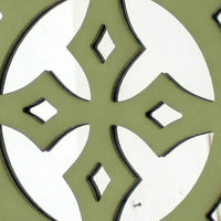 Round Wooden Wall Decor with Minimalist Pattern On Top, Green and Silver - BM211078