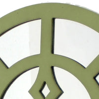 Round Wooden Wall Decor with Minimalist Pattern On Top, Green and Silver - BM211078