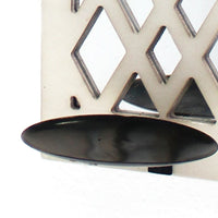 17 Inch Mirrored Wall Art, Candle Holder Sconce, Lattice Design, White - BM211083