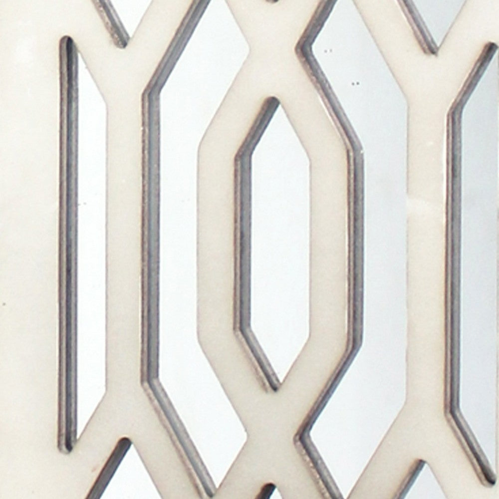 17 Inch Mirrored Wall Art, Candle Holder Sconce, Lattice Design, White - BM211083