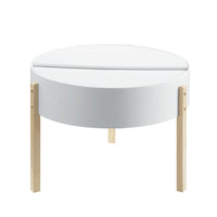 Round Wooden Coffee Table with Hidden Storage, White and Brown - BM211089