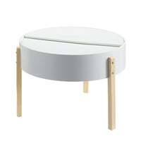 Round Wooden Coffee Table with Hidden Storage, White and Brown - BM211089