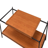 Rectangular Wooden Top Metal Frame Coffee Table, Oak Brown and Black - BM211097