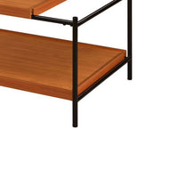 Rectangular Wooden Top Metal Frame Coffee Table, Oak Brown and Black - BM211097