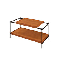 Rectangular Wooden Top Metal Frame Coffee Table, Oak Brown and Black - BM211097