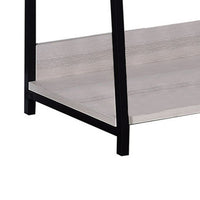 Wooden Bookshelf with 5 Open Compartments, Washed White and Black - BM211104