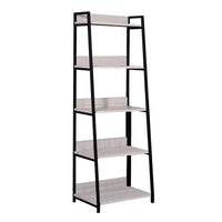 Wooden Bookshelf with 5 Open Compartments, Washed White and Black - BM211104