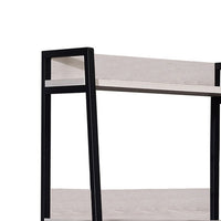 Wooden Frame Bookshelf with 5 Open Compartments, Washed White and Black - BM211105