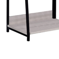 Wooden Frame Bookshelf with 5 Open Compartments, Washed White and Black - BM211105