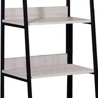 Wooden Frame Bookshelf with 5 Open Compartments, Washed White and Black - BM211105