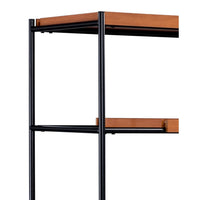 5 Tier Wooden Bookshelf with Open Metal Frame, Oak Brown and Black - BM211106
