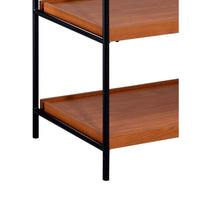 5 Tier Wooden Bookshelf with Open Metal Frame, Oak Brown and Black - BM211106