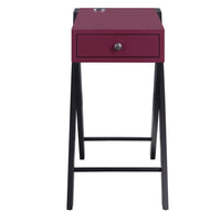 Wooden Frame Side Table with X Shaped Legs and 1 Drawer, Purple and Black - BM211109