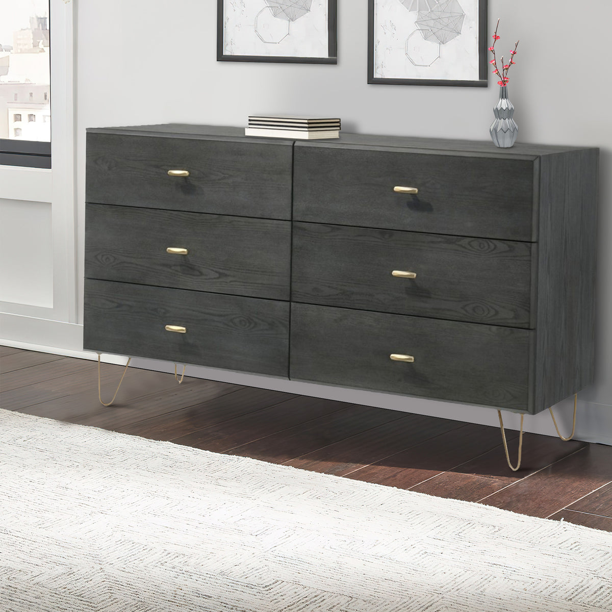 Metallic deals gray dresser