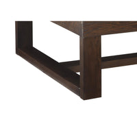 Grained Wooden Frame Cocktail Table with Trestle Base in Dark Brown - BM213239