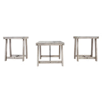 Wooden Table Set with Canted Legs and Tension Bars in Washed White - BM213278