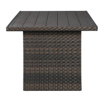 Rectangular Wicker Woven Aluminum Frame Table with Open Shelf, Dark Brown